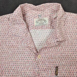 Armani Jeans Shirt Mens Medium Red Striped Linen Blend Short Sleeve Button Up